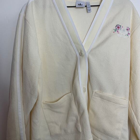 Adidas Button Down Cardigan With Logo Cream Cream White IP3761 Womens Small - Picture 4 of 16